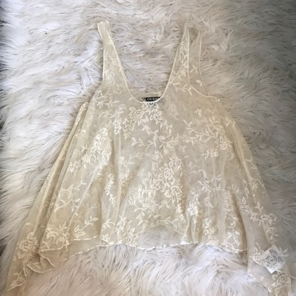 Guess Sheer lace crop top